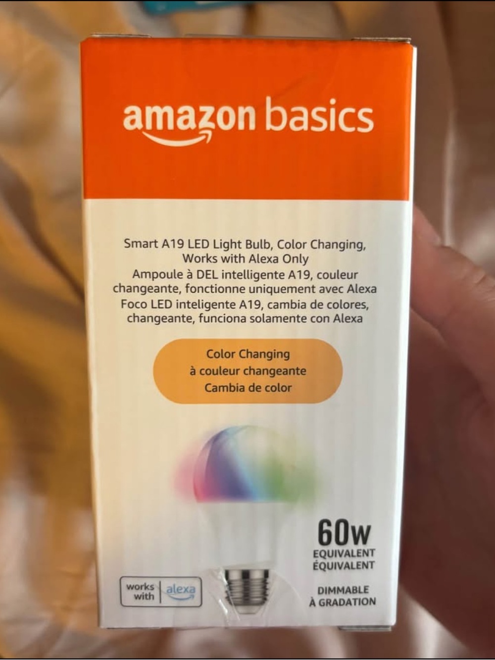 Amazon Basics Color Changing Smart A19 LED Light Bulb - Orange & White